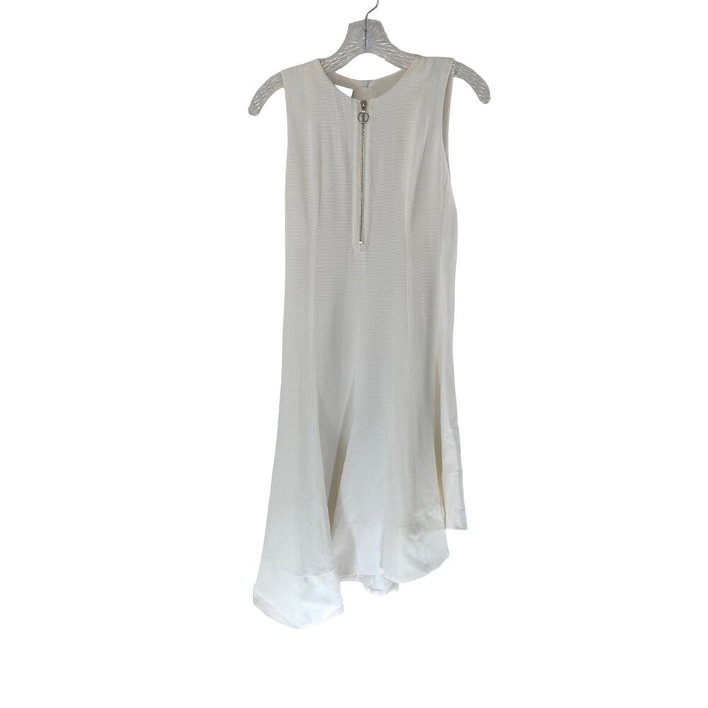 Akris Punto White Sleeveless Zipper Lagenlook‎ Asymmetrical Sheath Dress Size 2